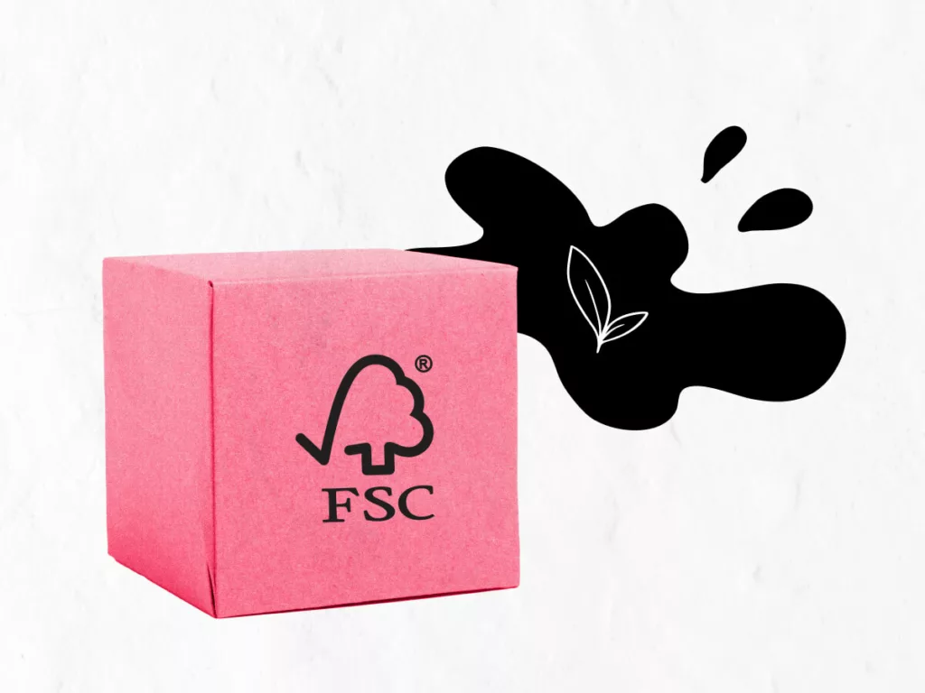 A FSC paper packaging box with a stain of plant based ink